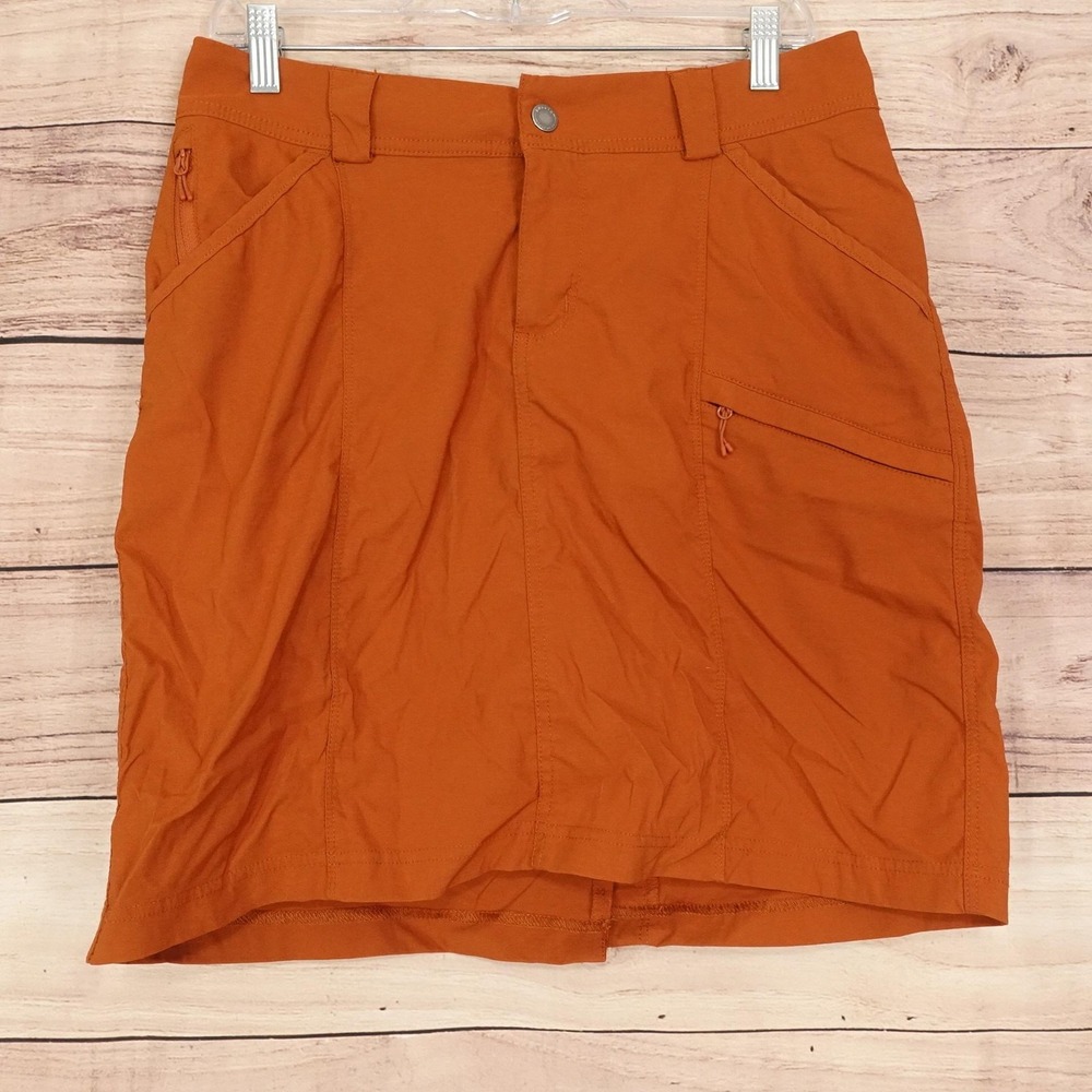 Duluth Trading Co Skort Skirt Womens 10 Orange Cargo Hiking Stretch Pockets